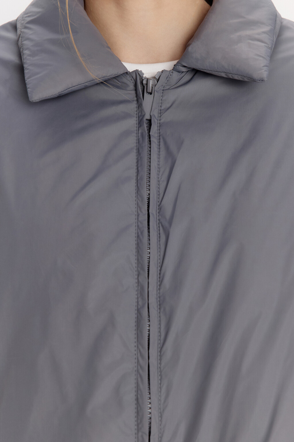 Куртка из нейлона с отложным воротником - цвет серый - 8