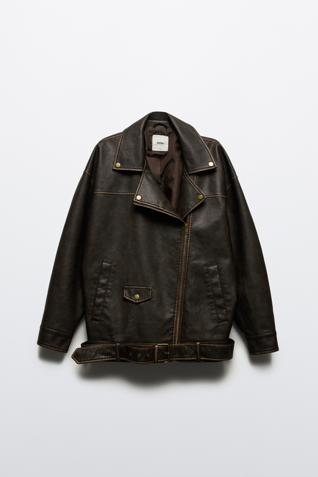 Куртка-косуха oversize в винтажном стиле - цвет коричневый - 10