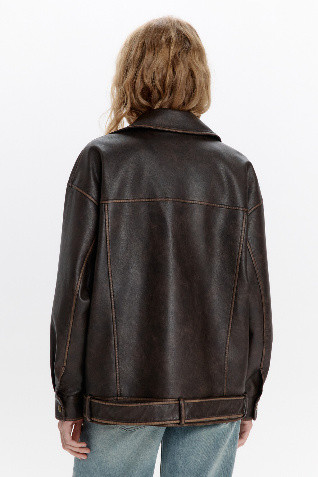 Куртка-косуха oversize в винтажном стиле - цвет коричневый - 4