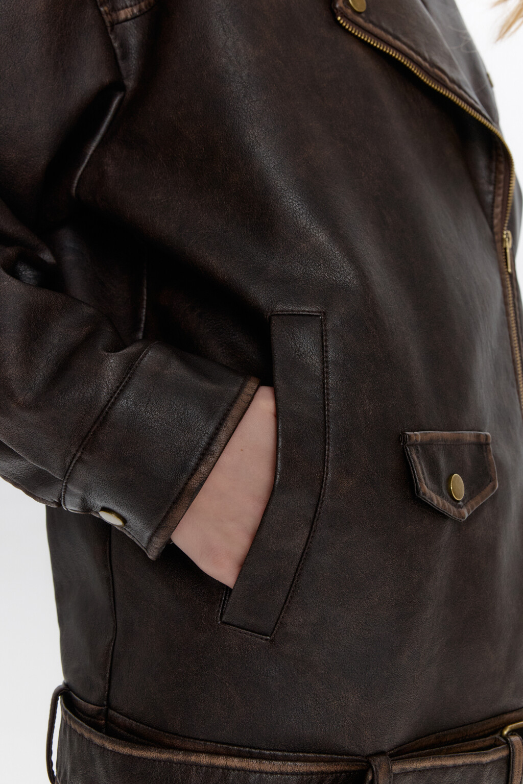 Куртка-косуха oversize в винтажном стиле - цвет коричневый - 6