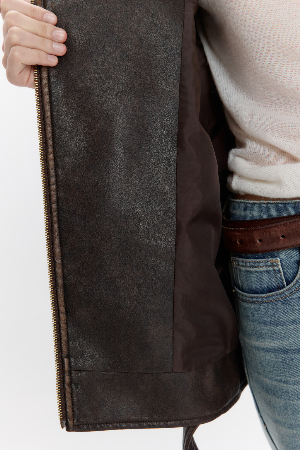 Куртка-косуха oversize в винтажном стиле - цвет коричневый - 9