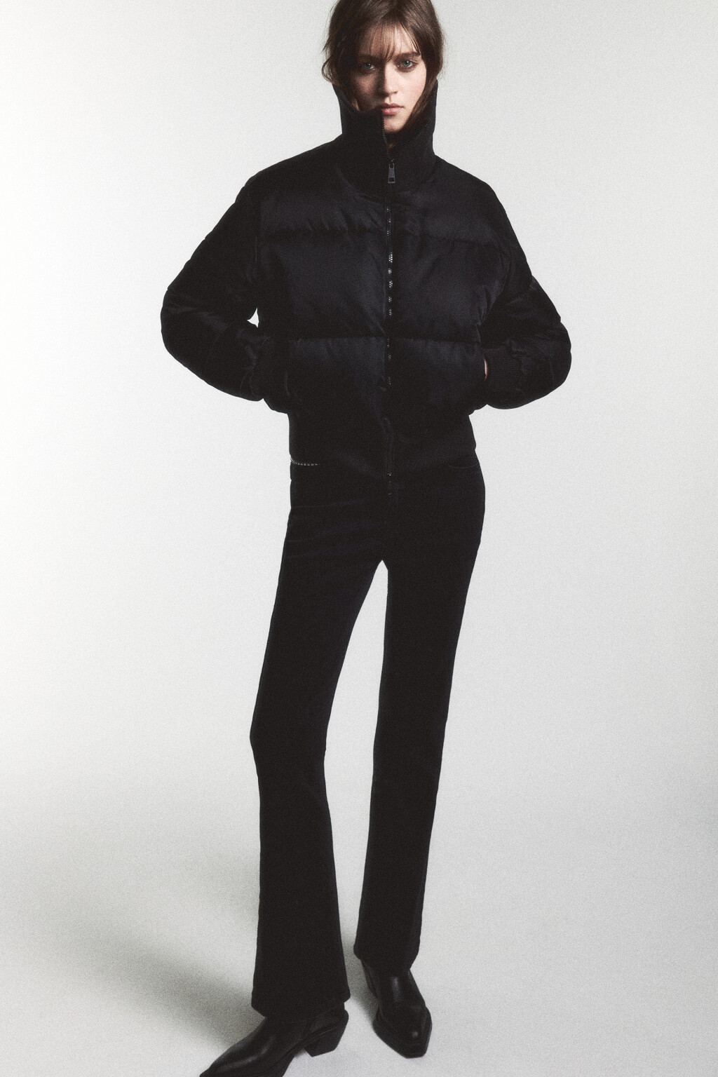 Куртка стеганая с трикотажным воротником - цвет черный - 2