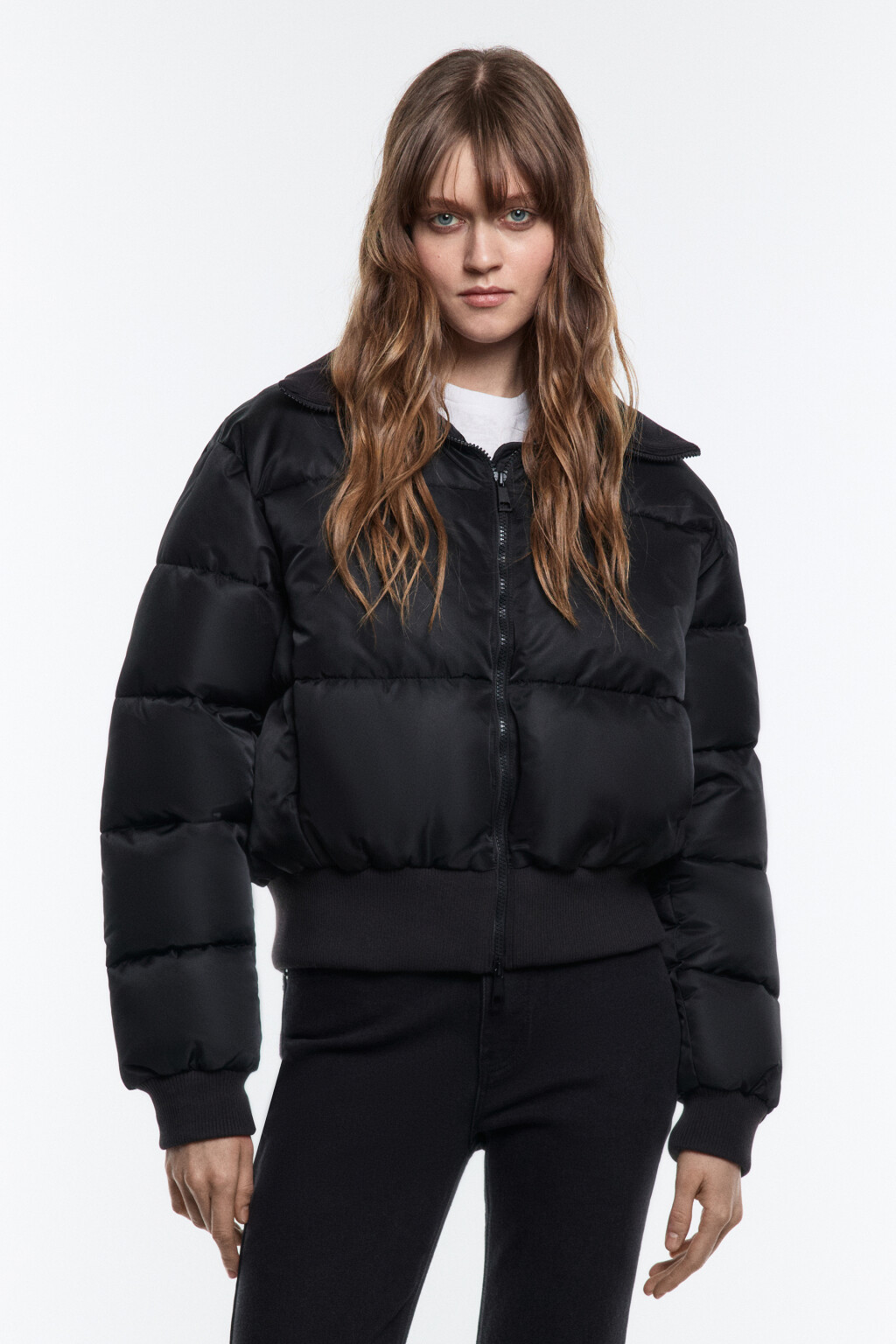 Куртка стеганая с трикотажным воротником - цвет черный - 4