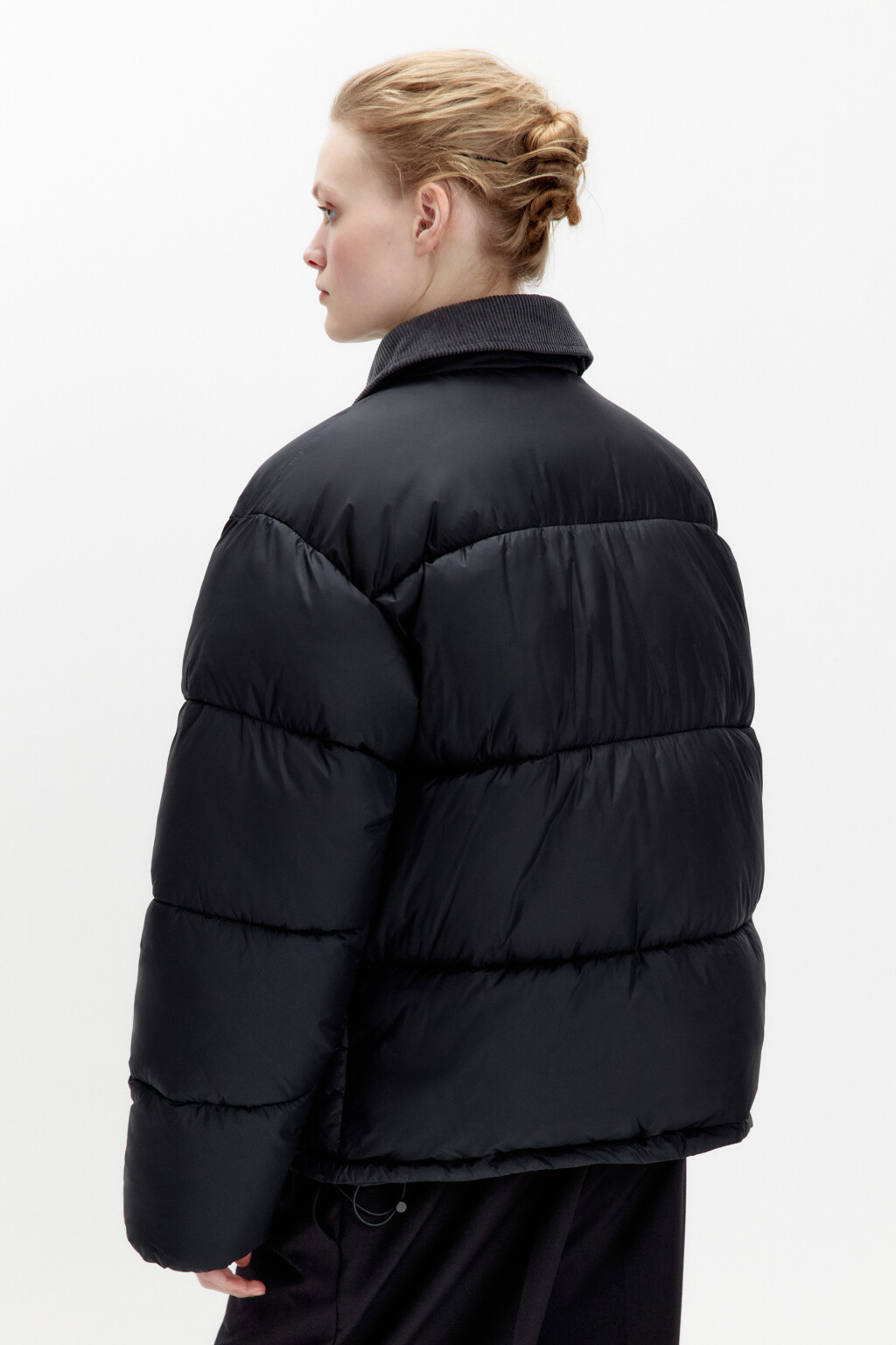 Куртка-рубашка утепленная с вельветовым воротником - цвет черный - 3