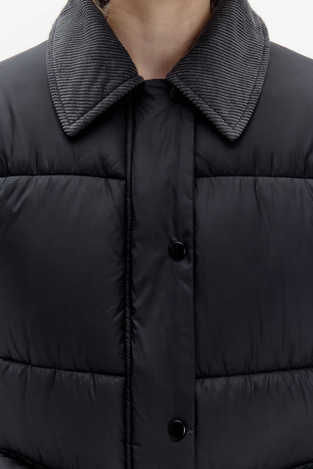 Куртка-рубашка утепленная с вельветовым воротником - цвет черный - 5