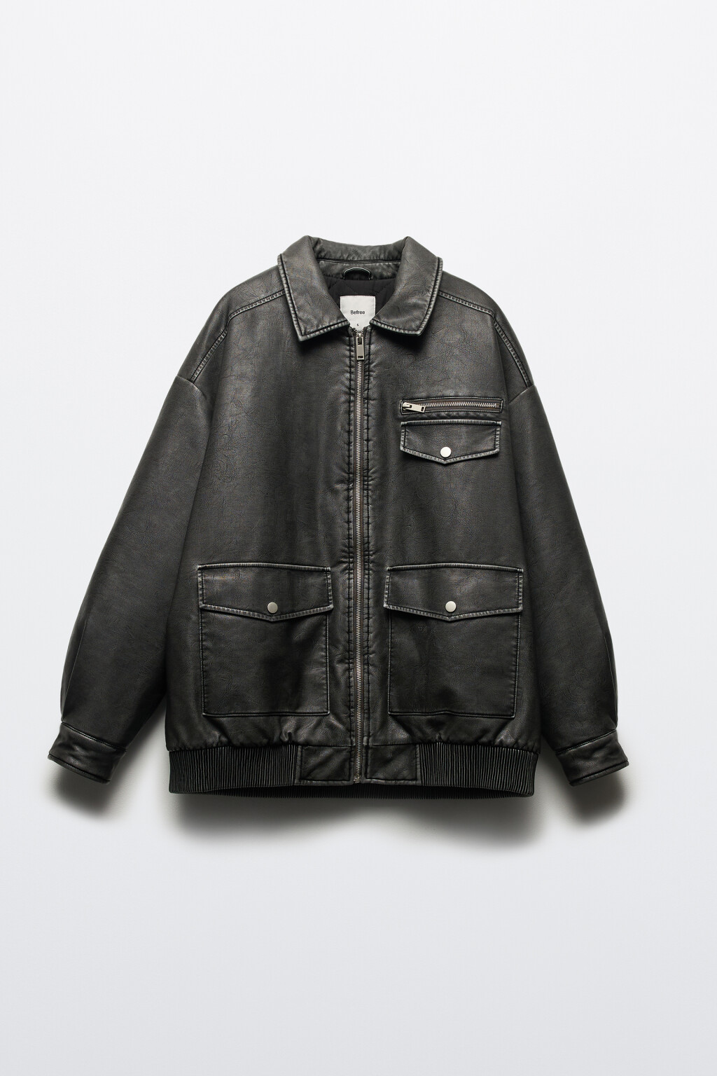 Куртка-бомбер из искусственной кожи на утеплителе - цвет серый - 10