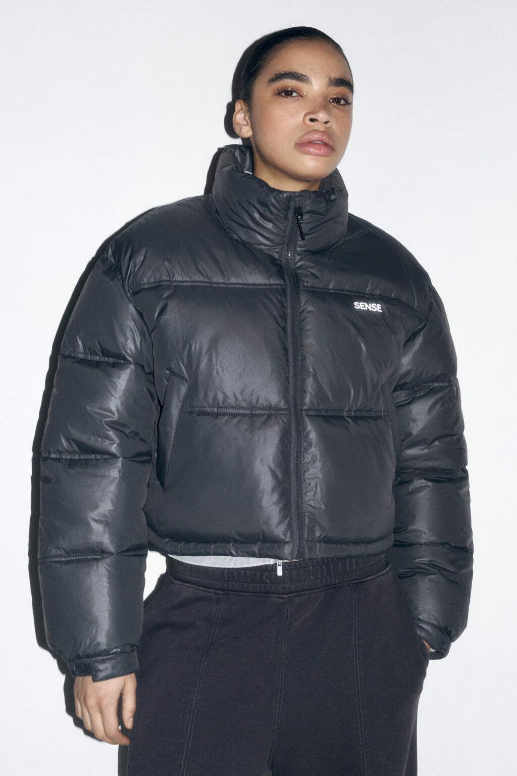 Куртка стеганая укороченная с воротником-стойкой - цвет серый - 2