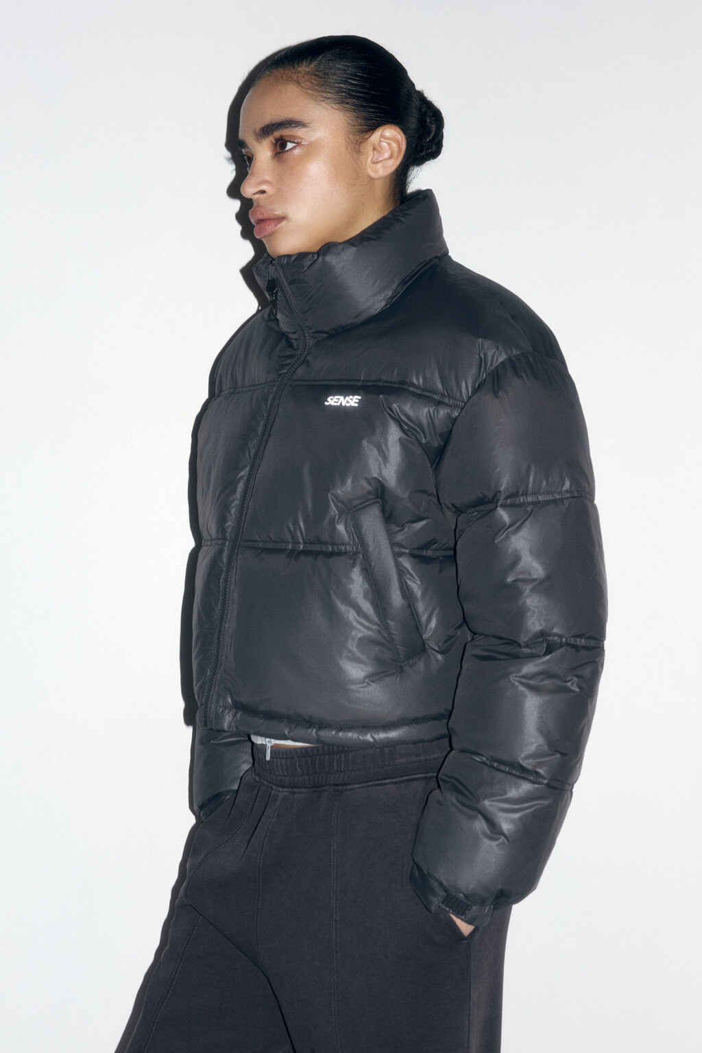 Куртка стеганая укороченная с воротником-стойкой - цвет серый - 3