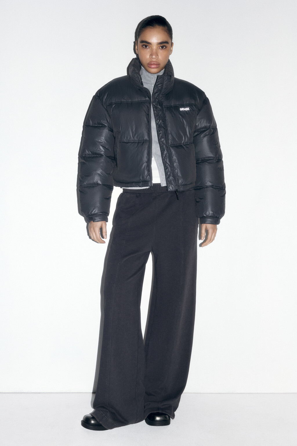 Куртка стеганая укороченная с воротником-стойкой - цвет серый - 5