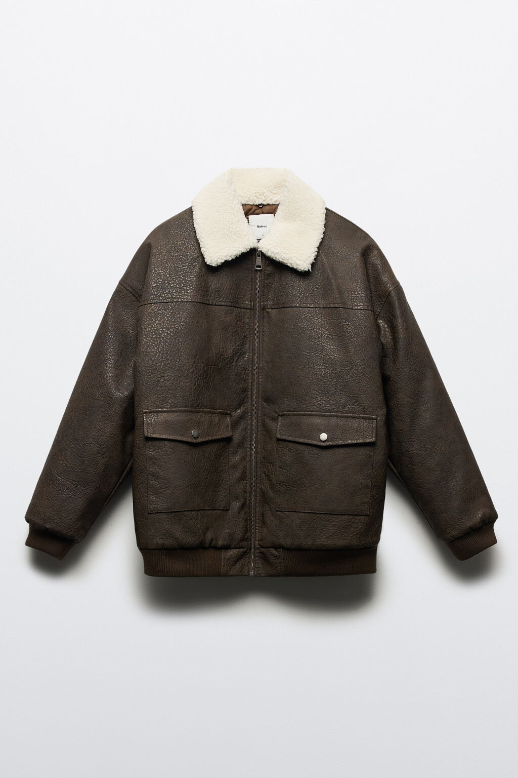 Куртка-бомбер с вареным эффектом и опушкой - цвет коричневый - 10