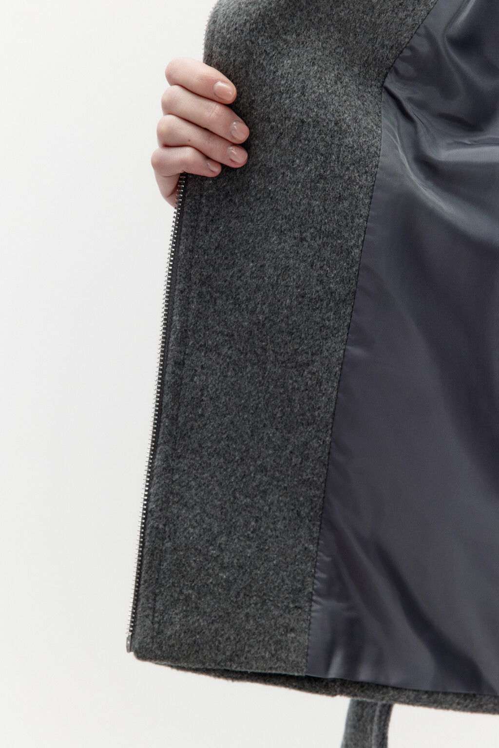 Куртка-косуха из драповой ткани с ремнем - цвет серый - 8