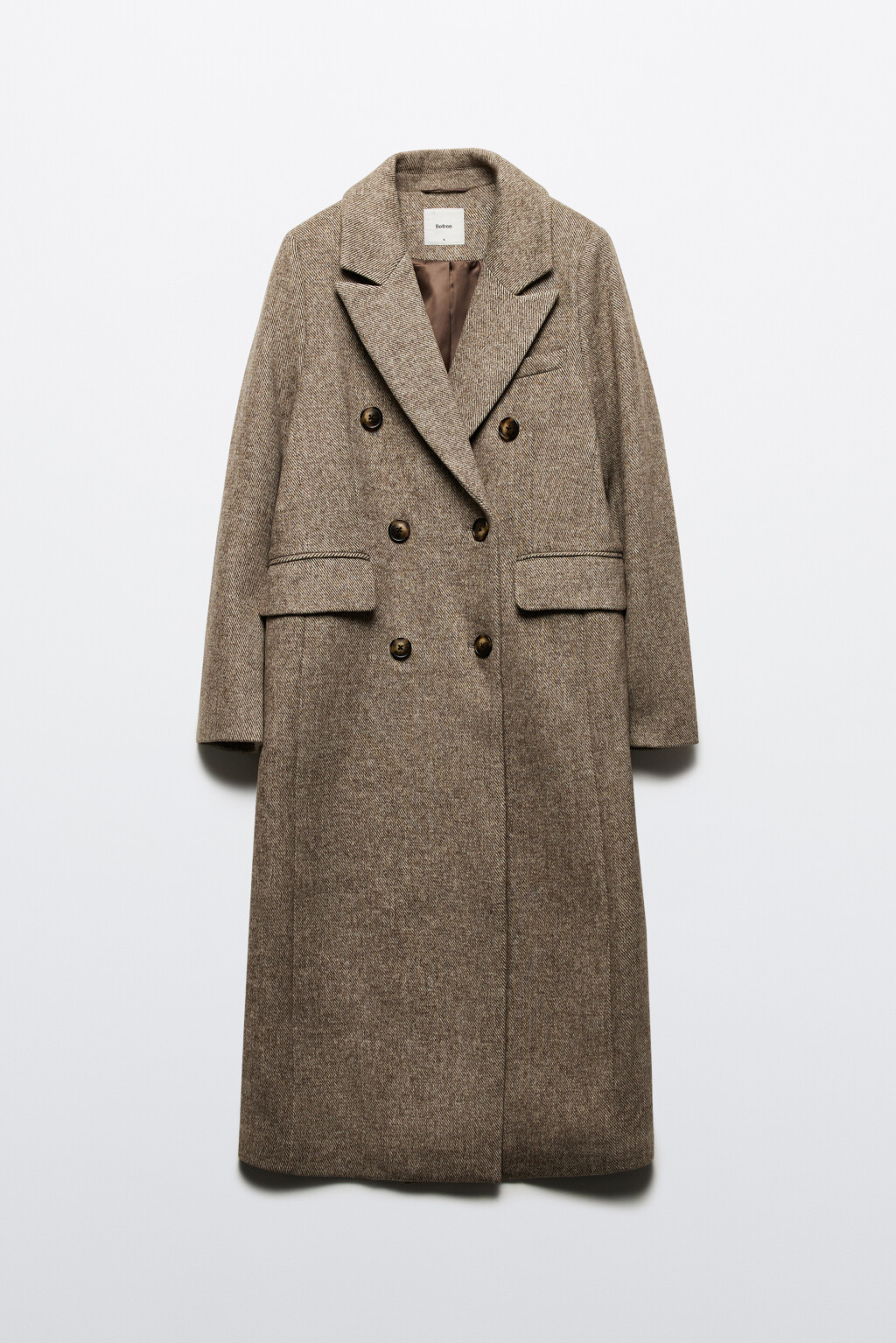 Пальто двубортное драповое с шерстью - цвет коричневый - 11