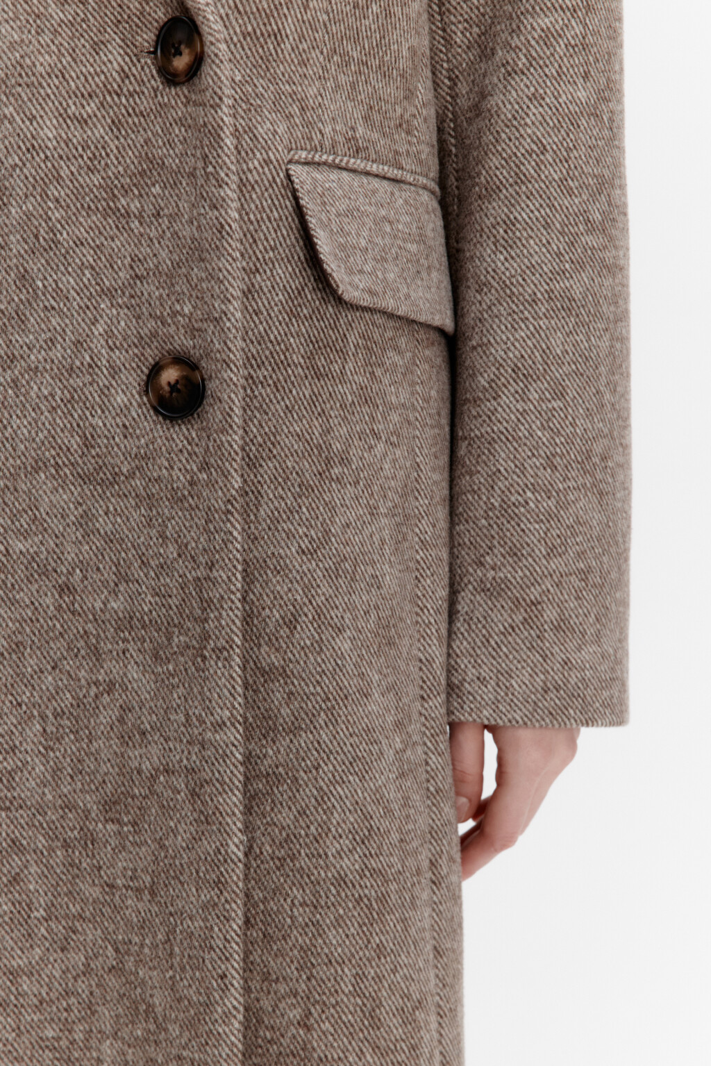 Пальто двубортное драповое с шерстью - цвет коричневый - 10