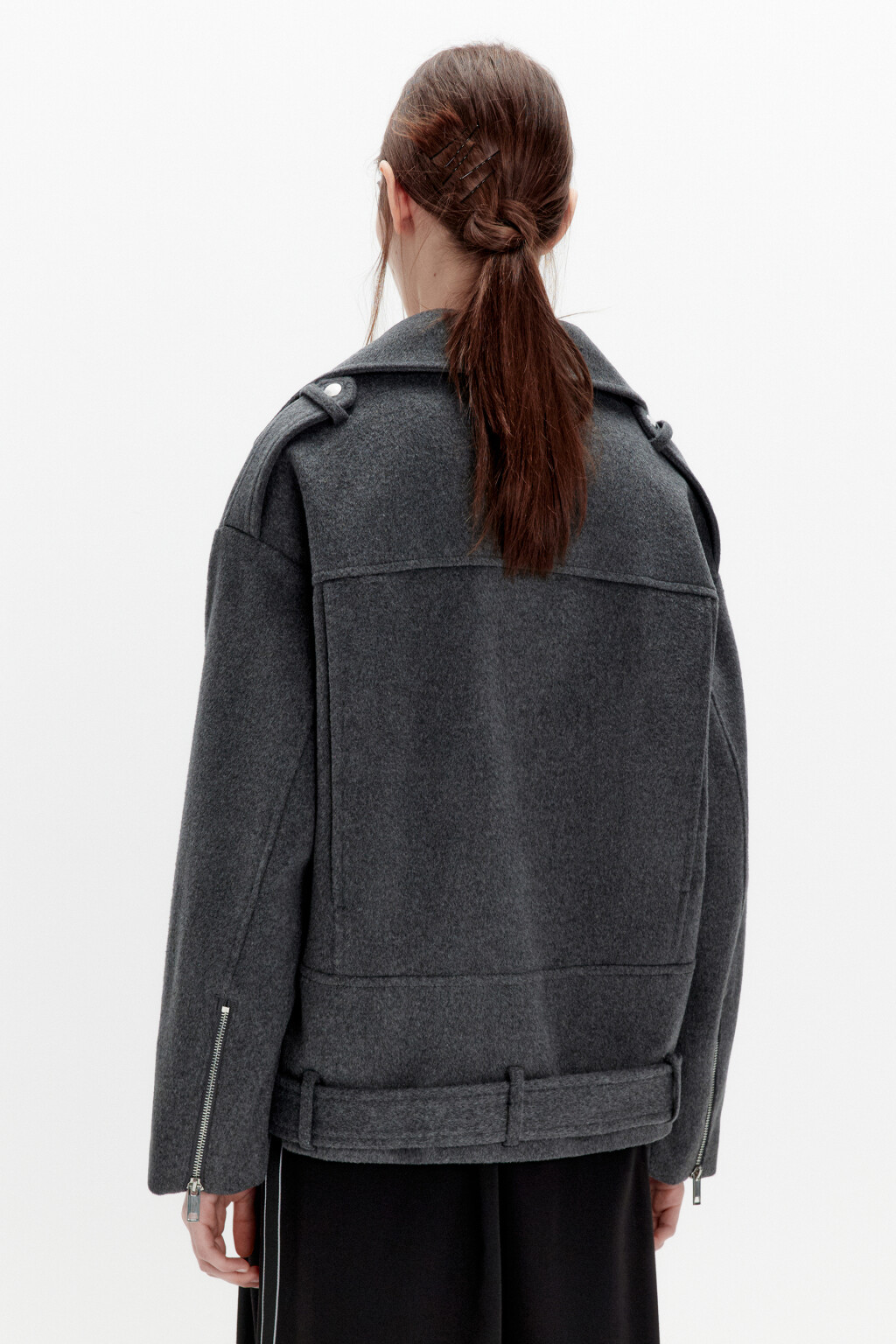 Куртка-косуха из драповой ткани - цвет серый - 3