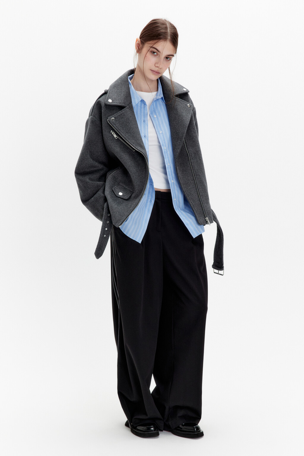 Куртка-косуха из драповой ткани - цвет серый - 4