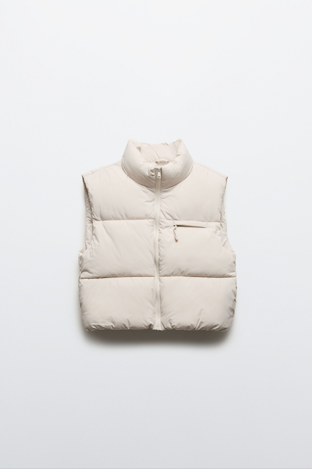 Жилет стеганый укороченный на утеплителе - цвет бежевый - 8