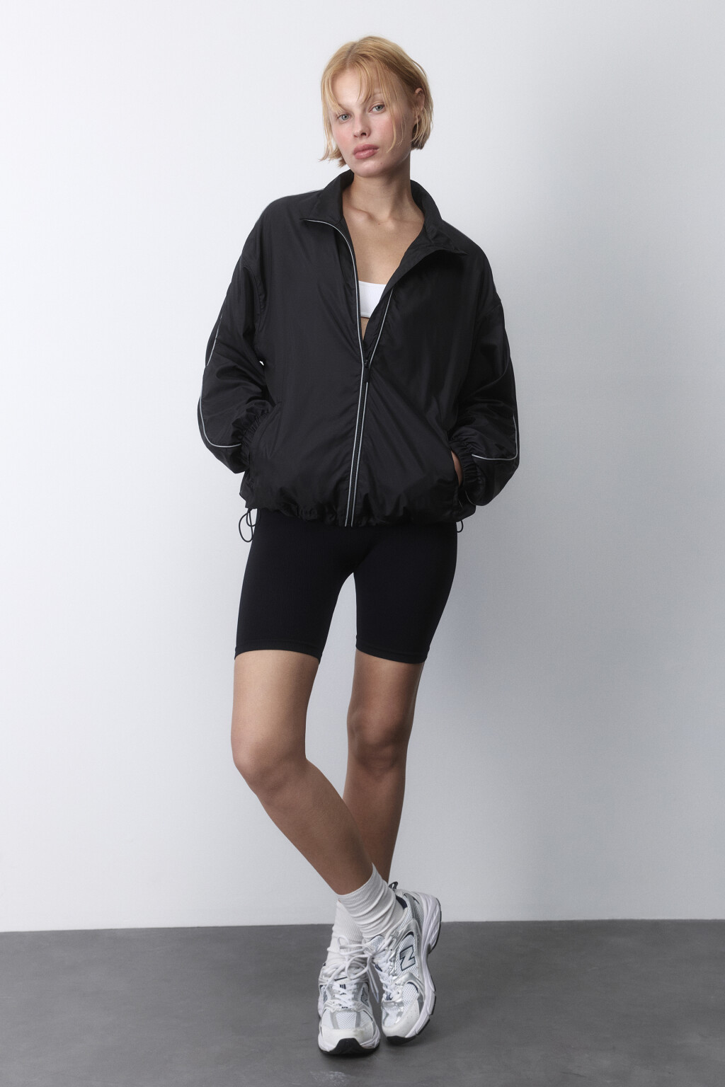 Куртка-олимпийка oversize спортивная - цвет черный - 4