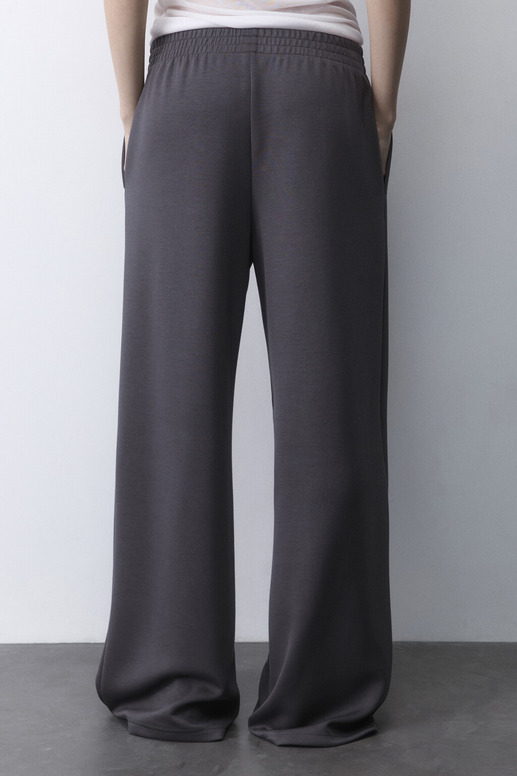 Брюки широкие спортивные из трикотажа - цвет серый - 5
