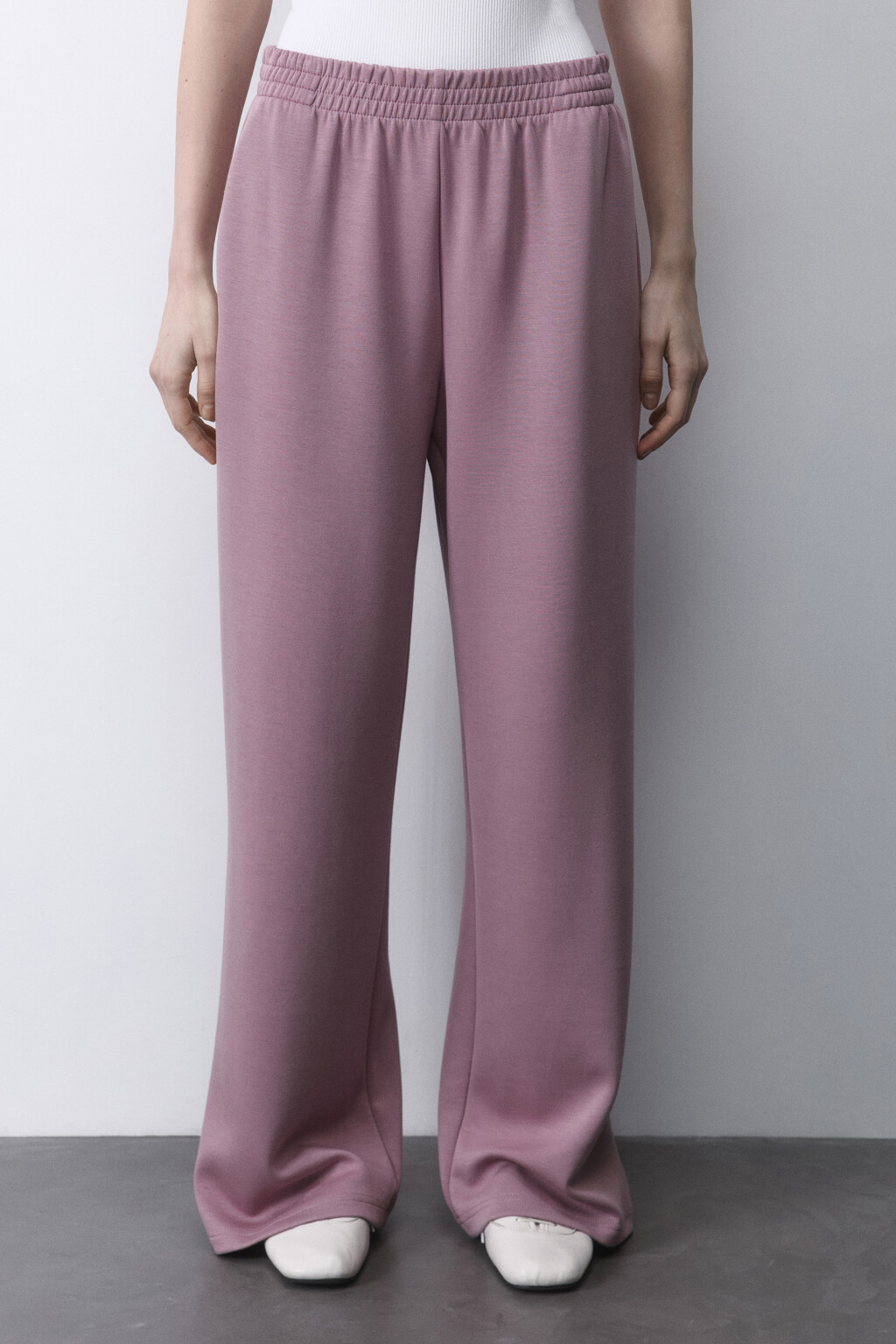 Брюки широкие спортивные из трикотажа - цвет розовый - 3