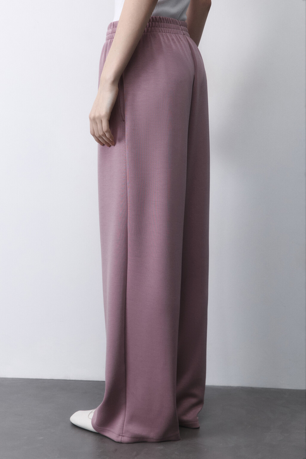 Брюки широкие спортивные из трикотажа - цвет розовый - 4