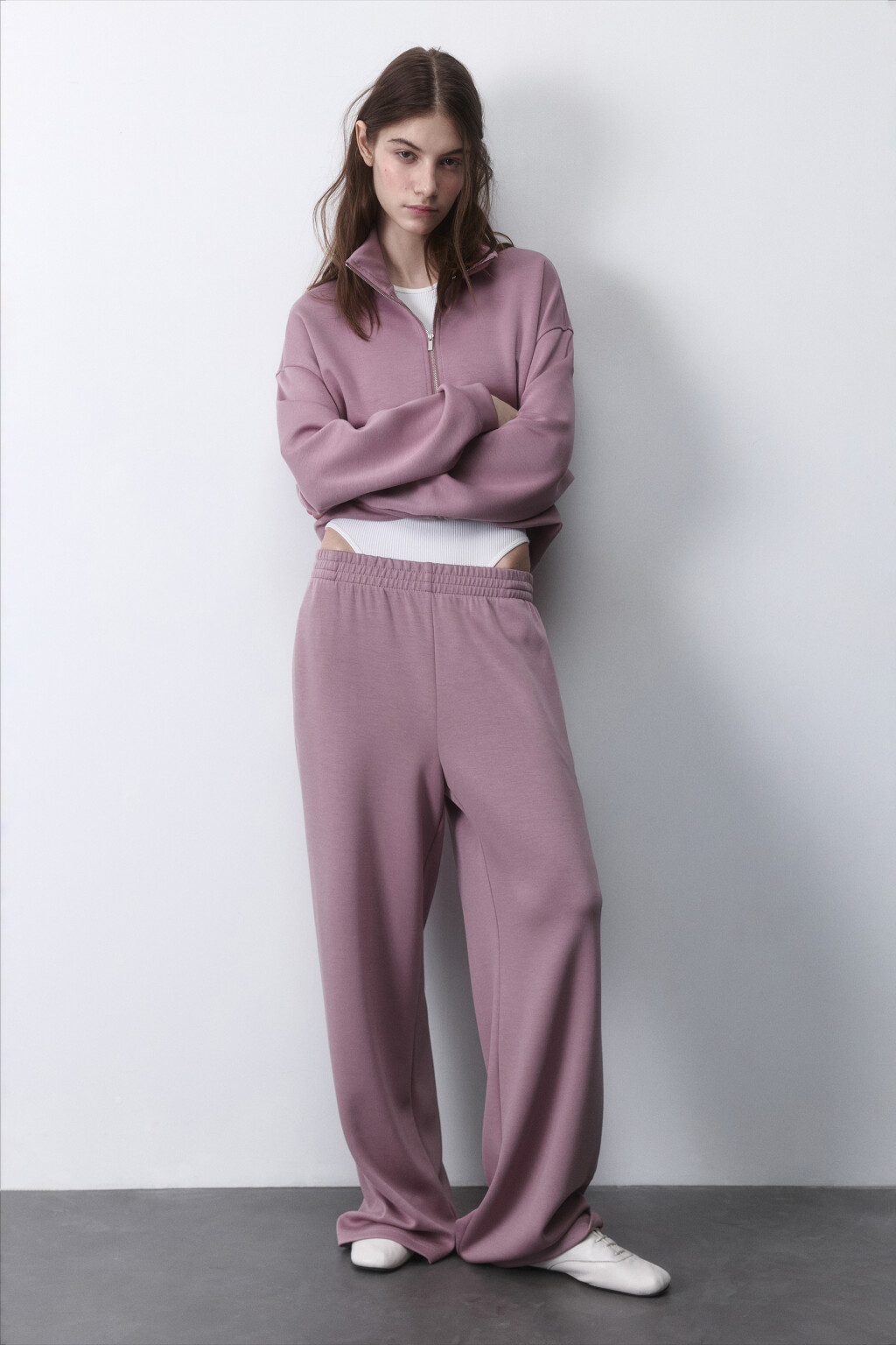 Брюки широкие спортивные из трикотажа - цвет розовый - 5