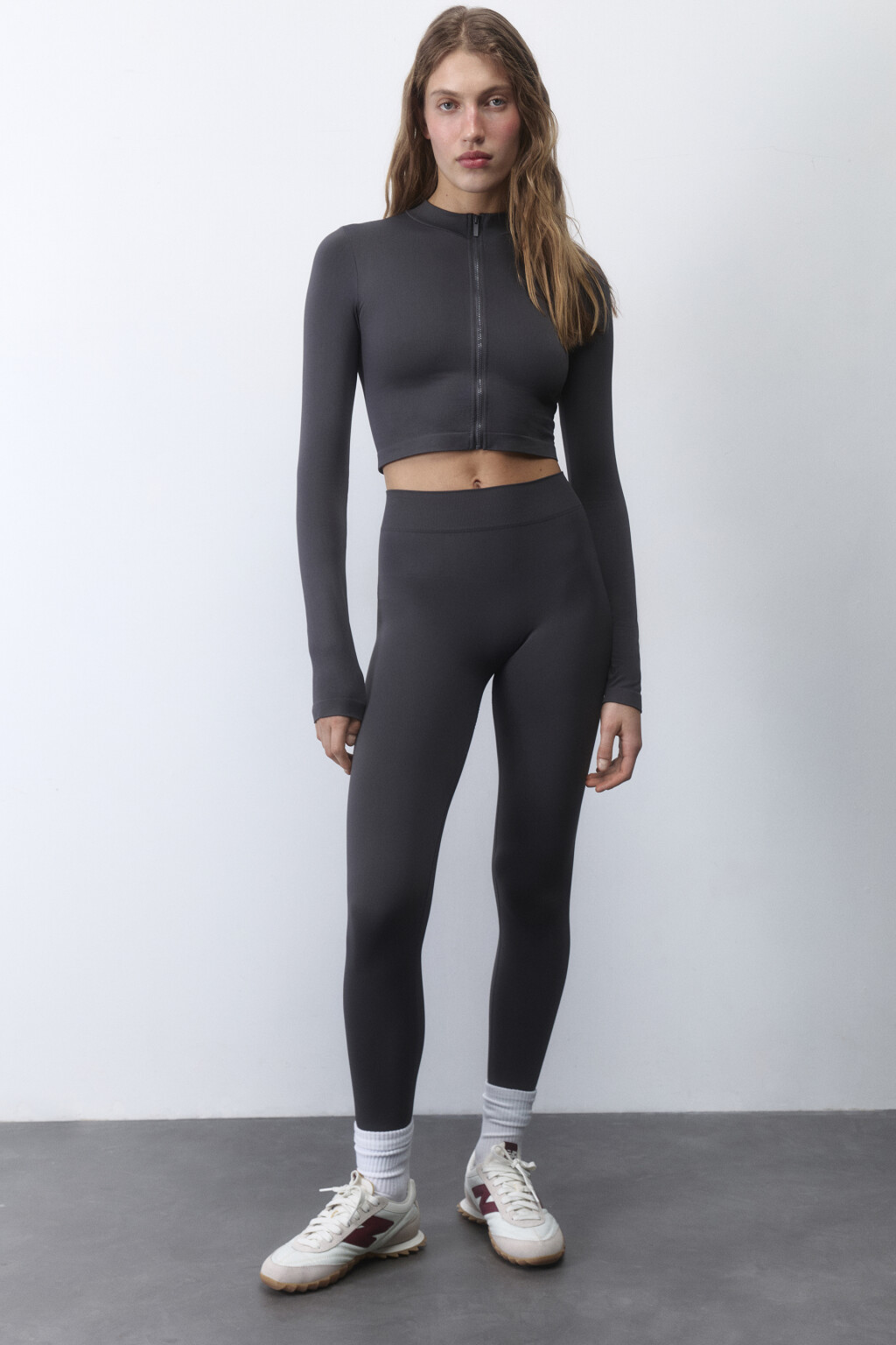 Леггинсы гладкие со средней посадкой - цвет серый - 7