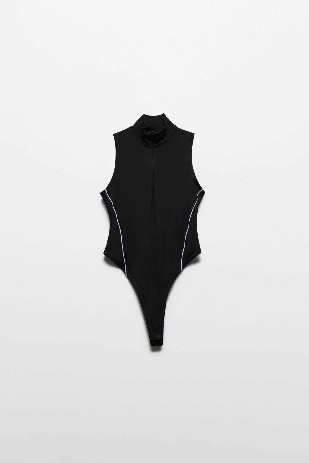Боди спортивное с воротником на молнии - цвет черный - 9