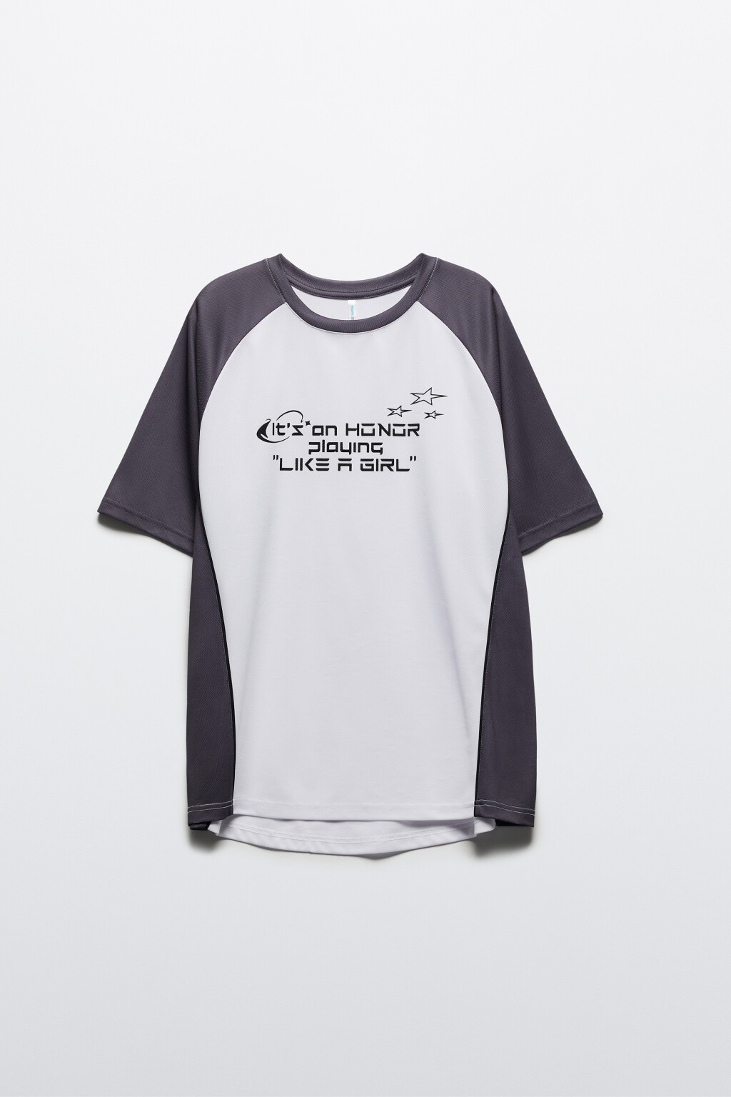 Футболка oversize спортивная из сетки с надписью - цвет серый - 7