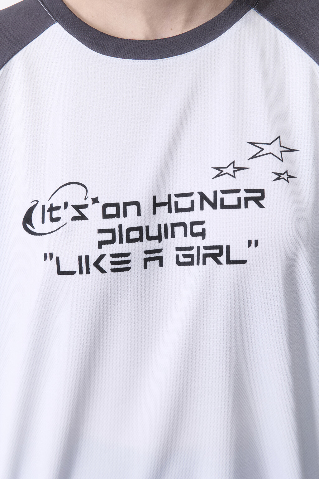 Футболка oversize спортивная из сетки с надписью - цвет серый - 5