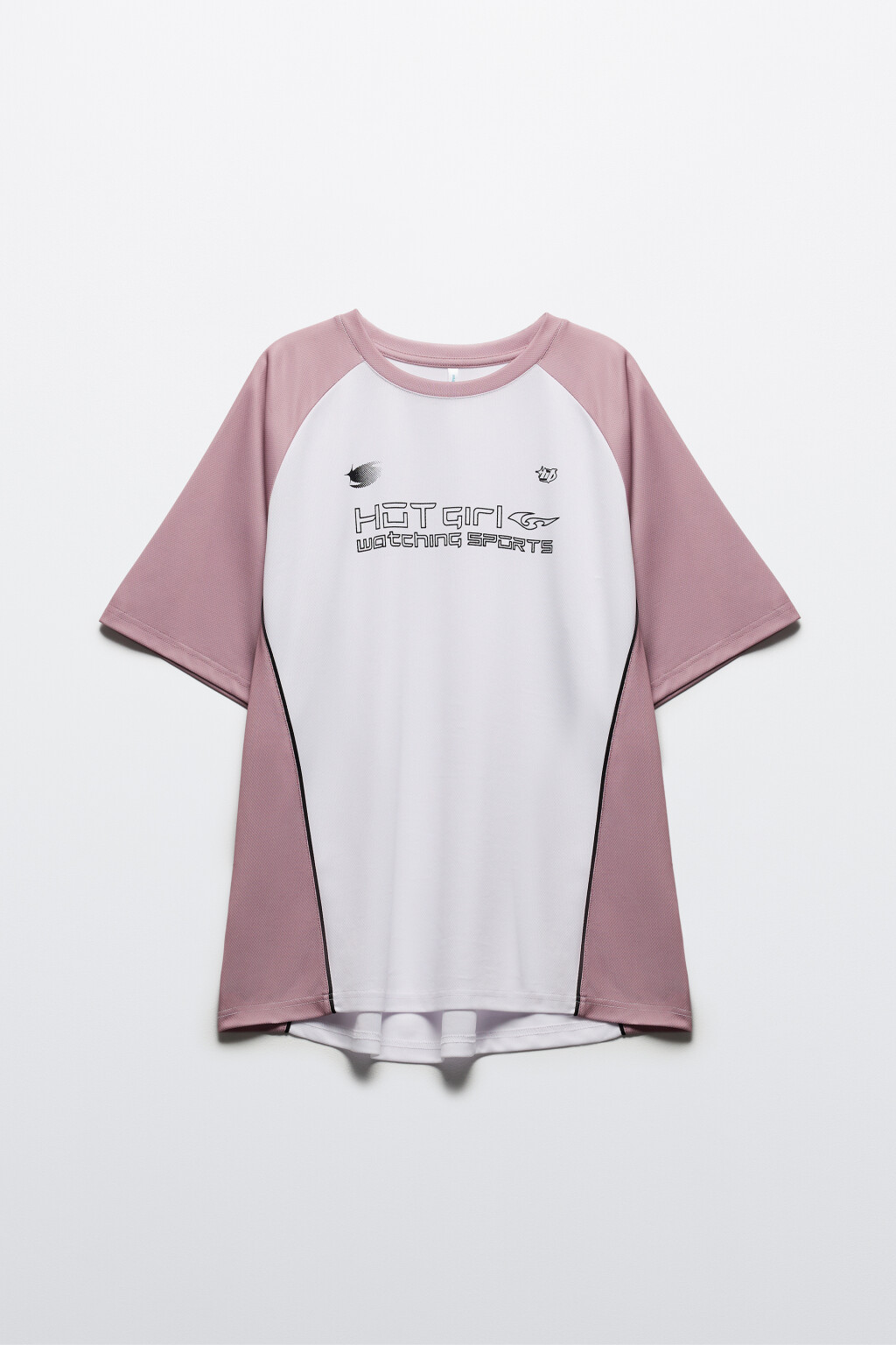 Футболка oversize спортивная из сетки с надписью - цвет розовый - 7