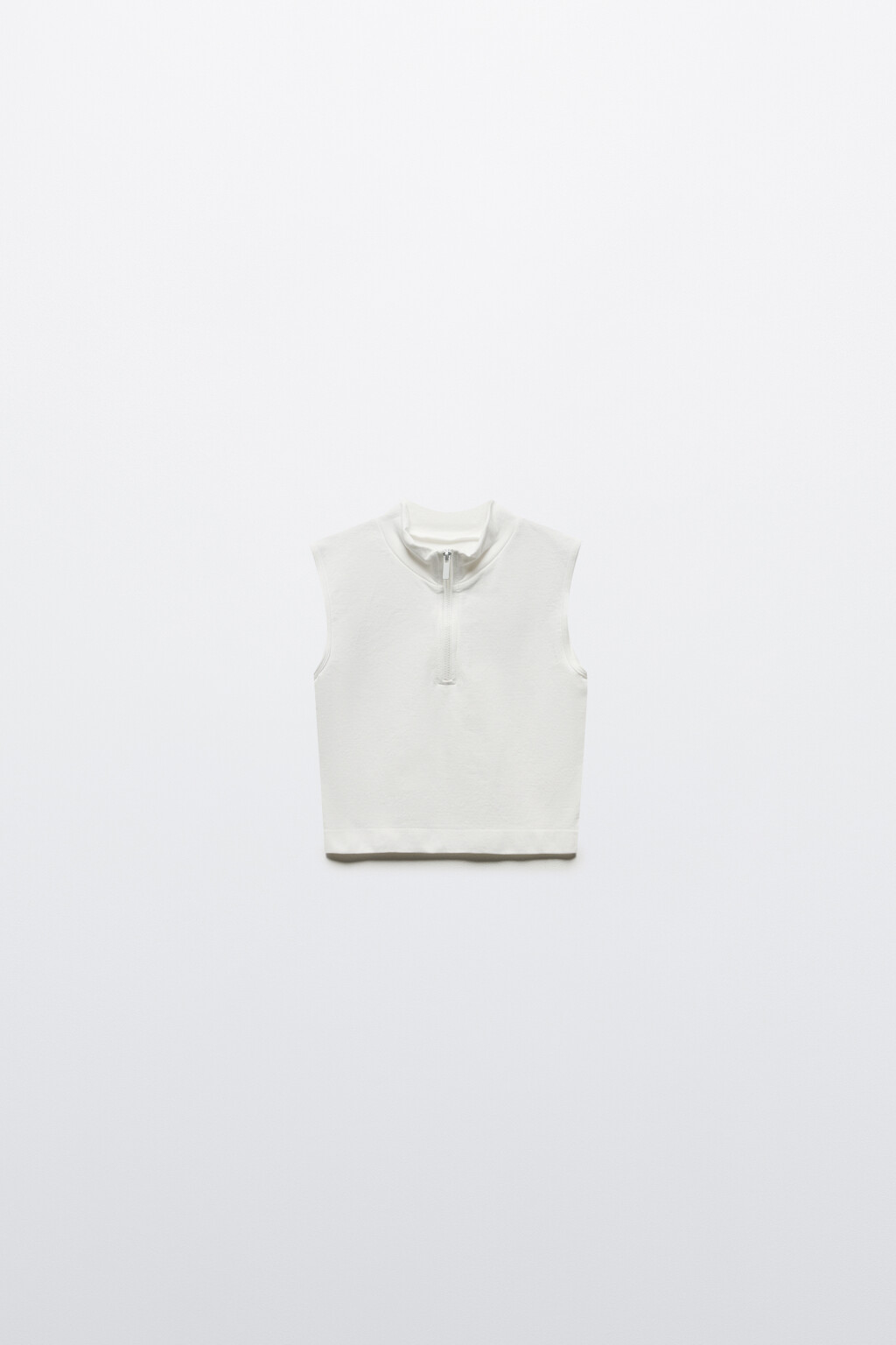 Топ спортивный с воротником на молнии - цвет ванильный - 8