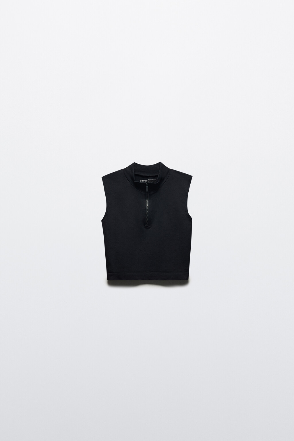 Топ спортивный с воротником на молнии - цвет черный - 9