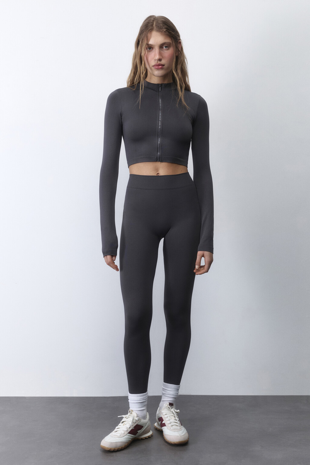 Лонгслив спортивный облегающий на молнии - цвет серый - 6