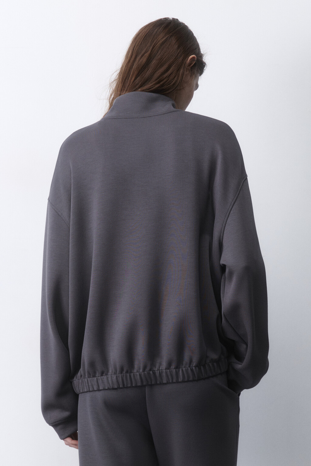 Худи half zip спортивная из трикотажа - цвет серый - 5