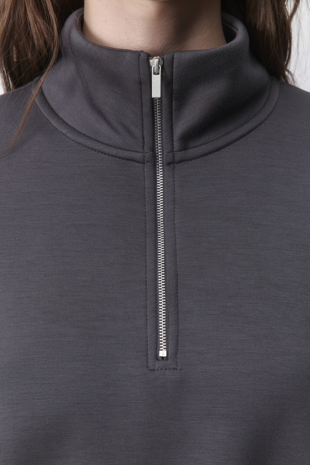 Худи half zip спортивная из трикотажа - цвет серый - 7