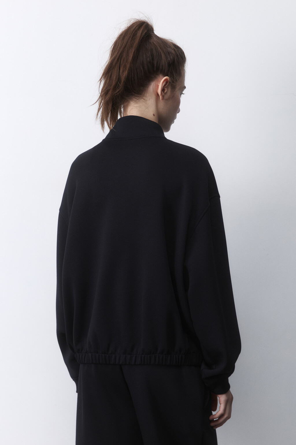 Худи half zip спортивная из трикотажа - цвет черный - 3