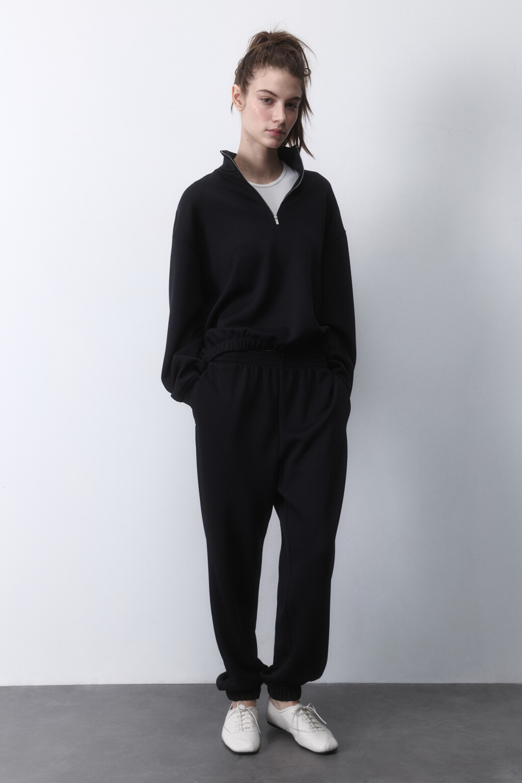 Худи half zip спортивная из трикотажа - цвет черный - 4