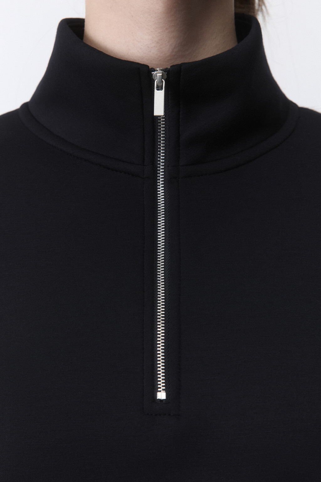 Худи half zip спортивная из трикотажа - цвет черный - 5