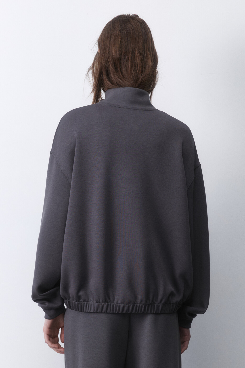 Худи-зипка спортивная из трикотажа - цвет серый - 3