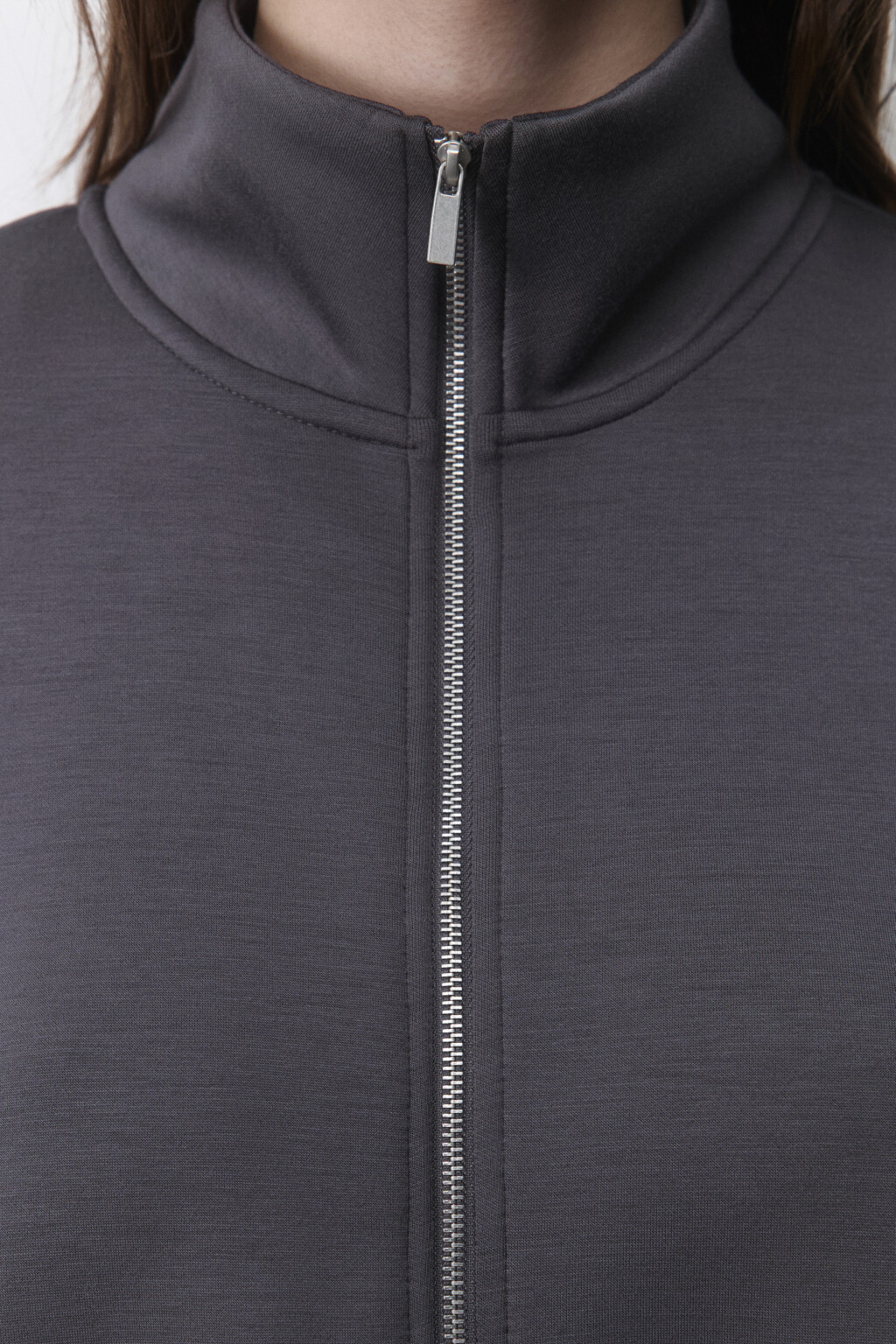 Худи-зипка спортивная из трикотажа - цвет серый - 5