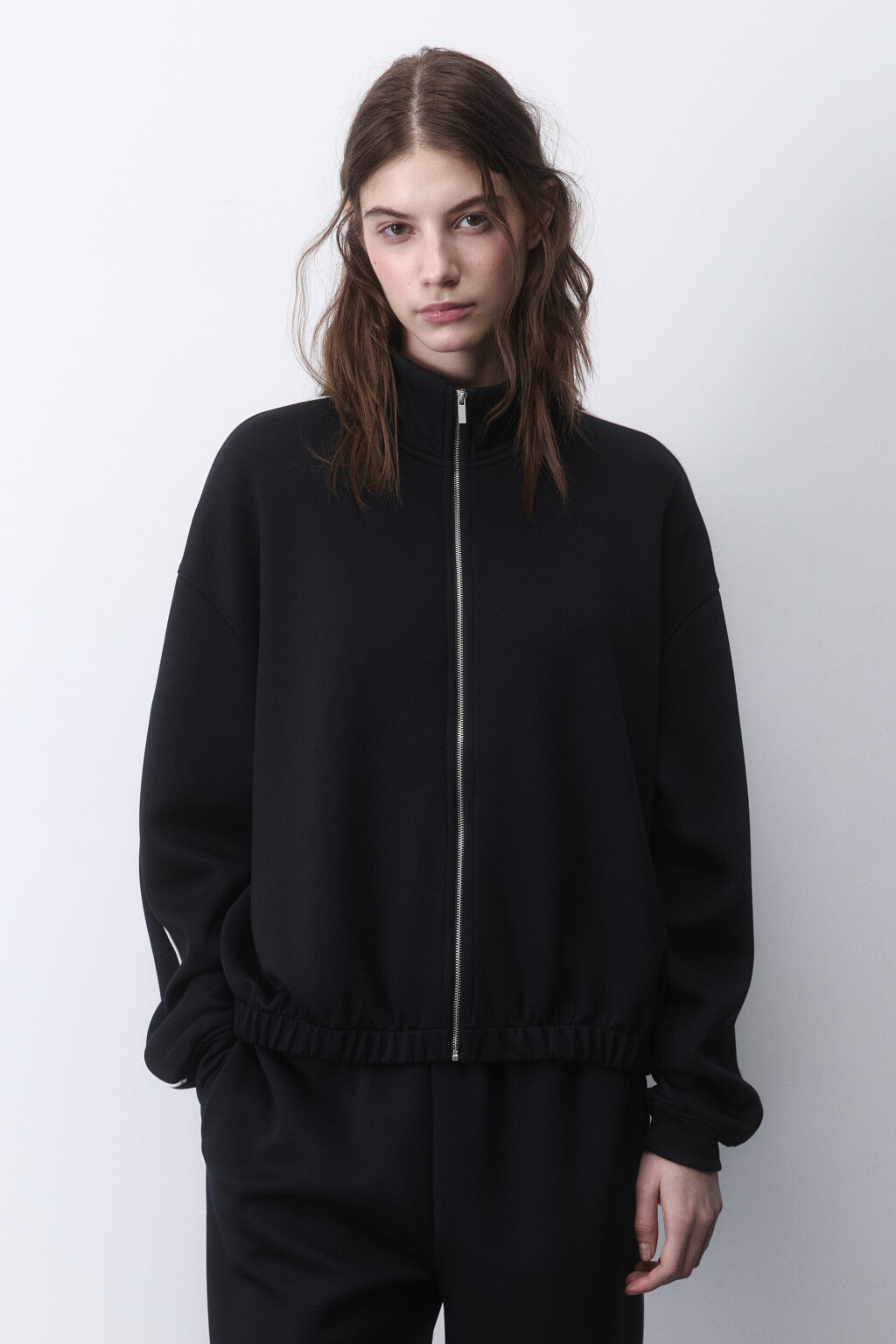 Худи-зипка спортивная из трикотажа - цвет черный - 3