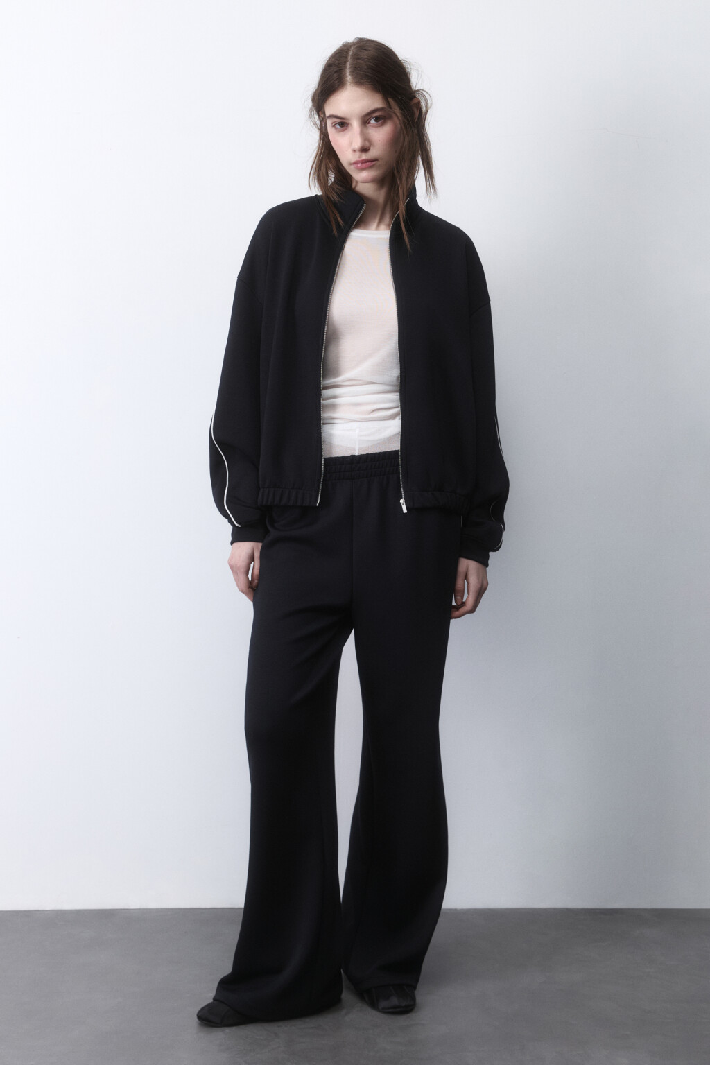 Худи-зипка спортивная из трикотажа - цвет черный - 5