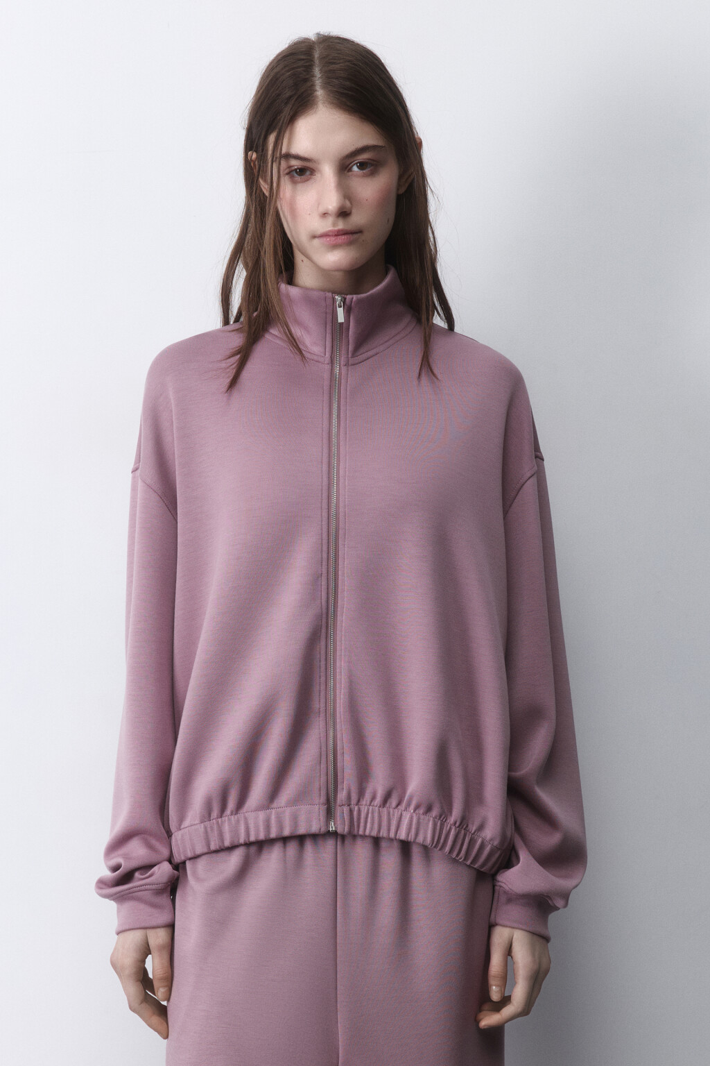 Худи-зипка спортивная из трикотажа - цвет розовый - 4
