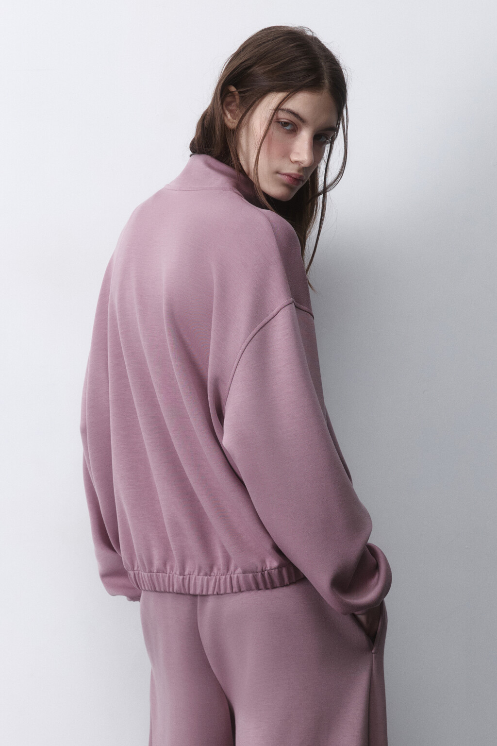 Худи-зипка спортивная из трикотажа - цвет розовый - 5