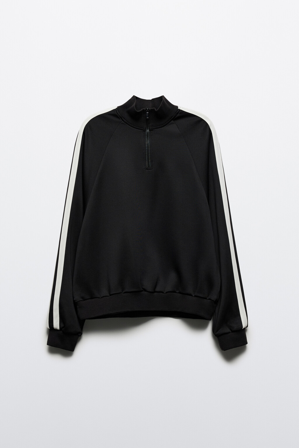 Толстовка half zip спортивная с лампасами - цвет черный - 7