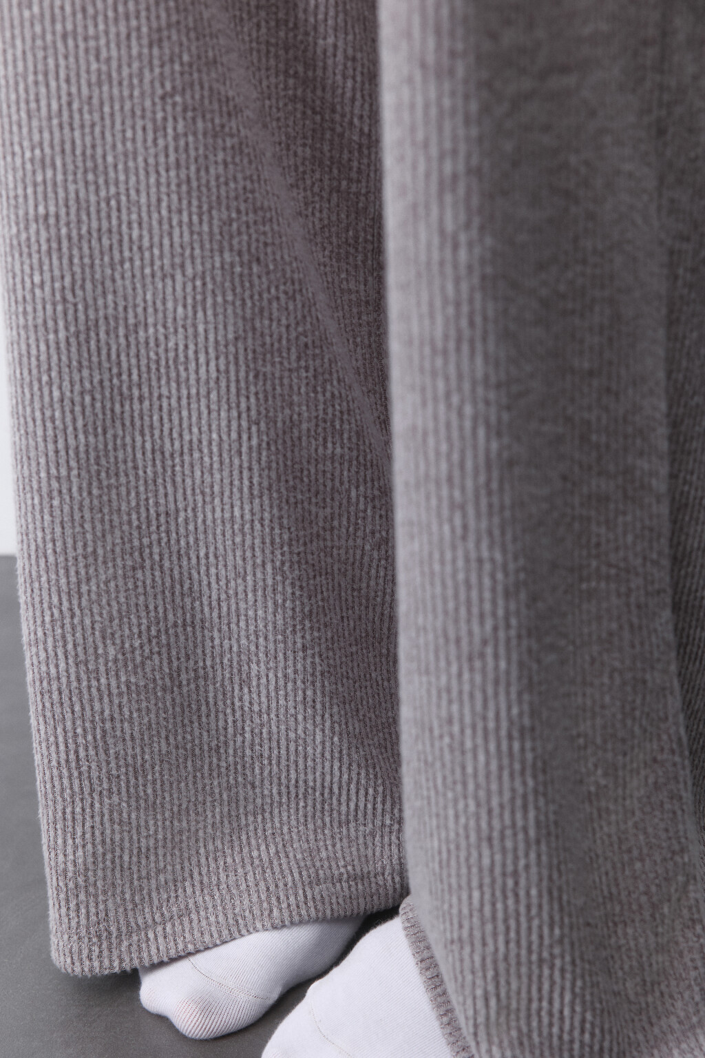 Брюки домашние трикотажные в рубчик - цвет серый - 6