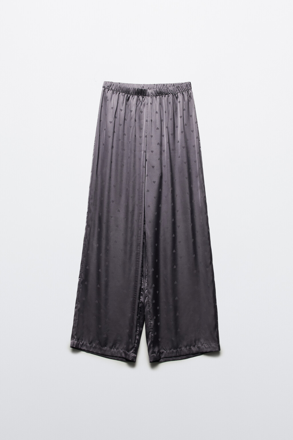 Брюки домашние атласные с сердечками - цвет серый - 8