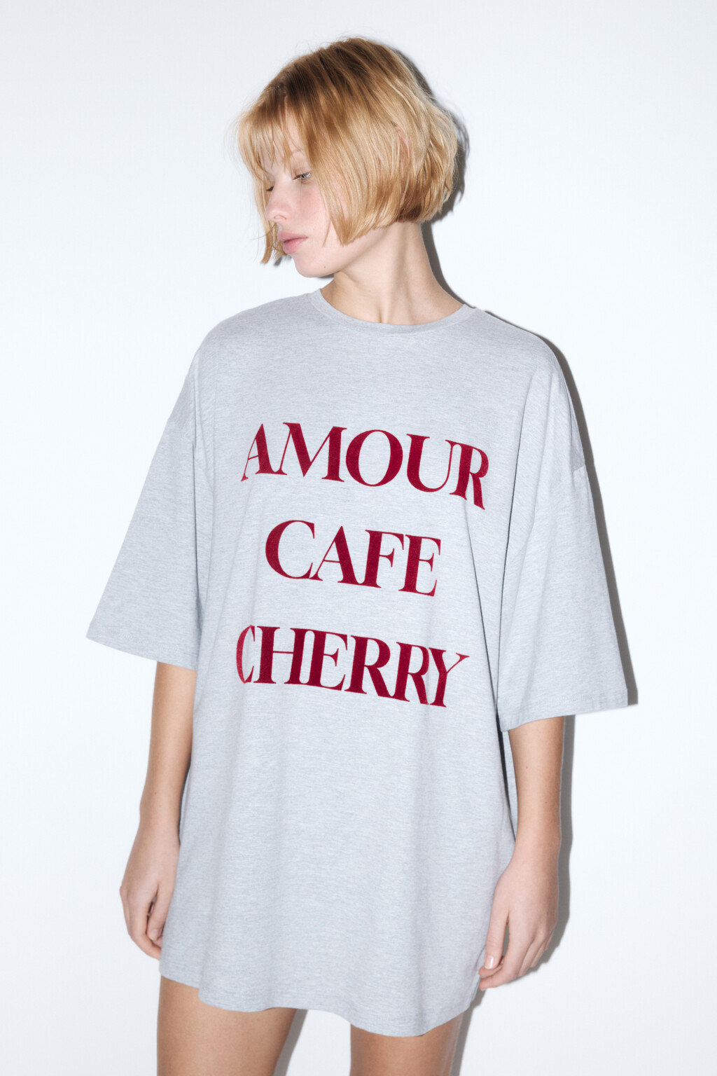 Платье-футболка домашнее с надписью - цвет серый - 2