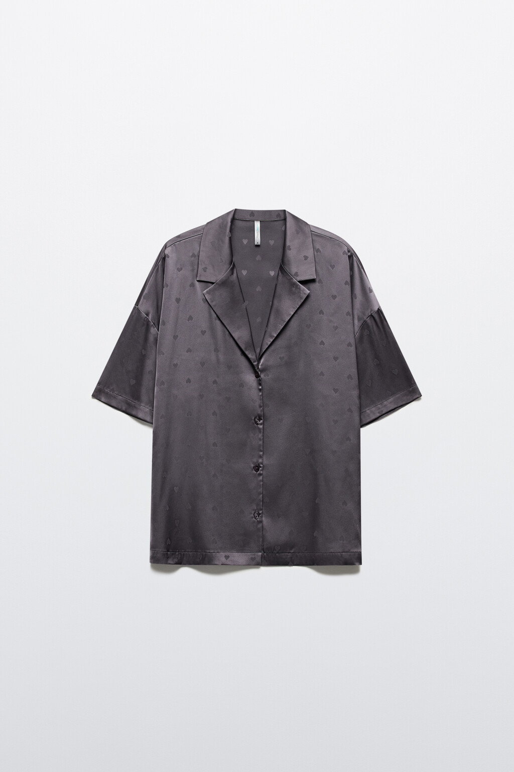 Блузка домашняя атласная с сердечками - цвет серый - 9