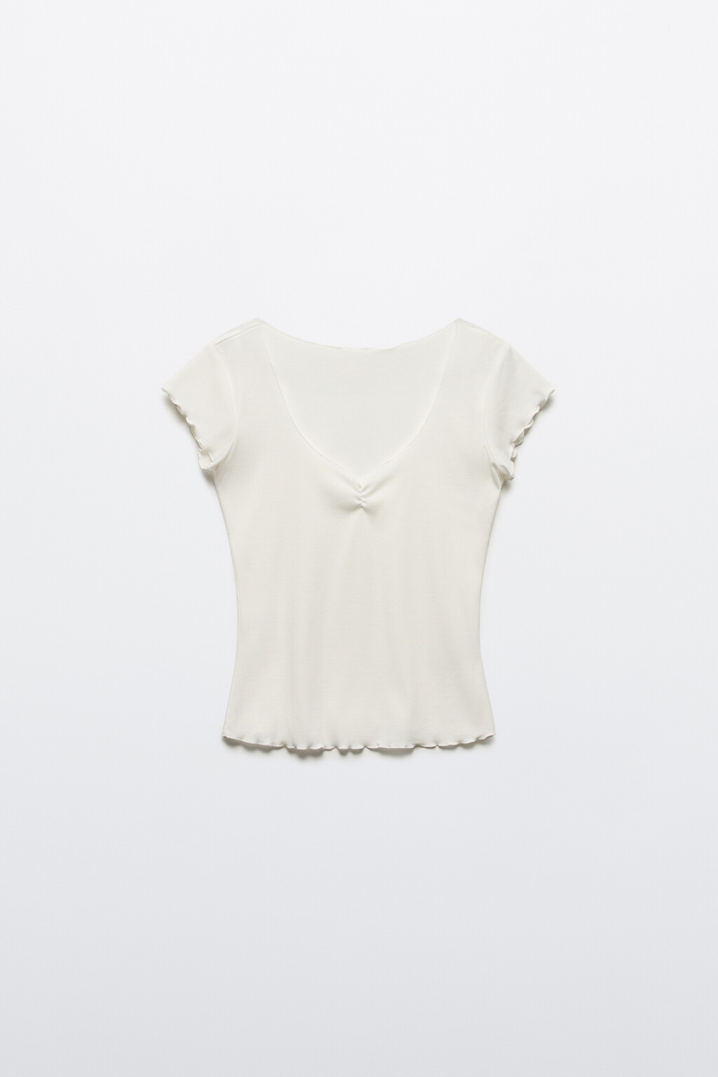 Топ домашний трикотажный с волнистыми краями - цвет ванильный - 8